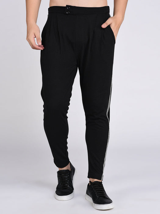 Black Stripe Tape Detail Trouser Style Joggers