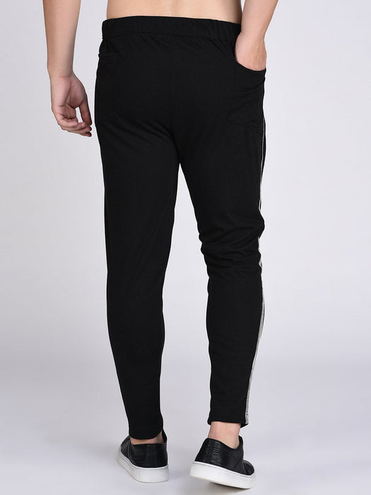 Black Stripe Tape Detail Trouser Style Jogger-Full