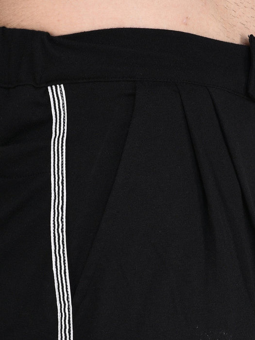 Black Stripe Tape Detail Trouser Style Jogger-Full