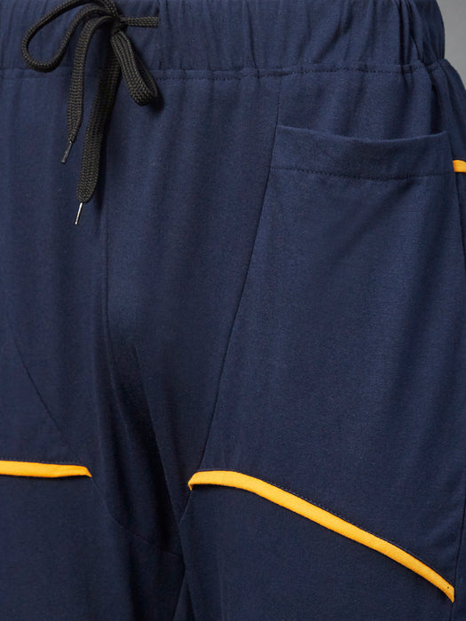 Navy Contrast Mustard Detail With Side Pocket Joggers