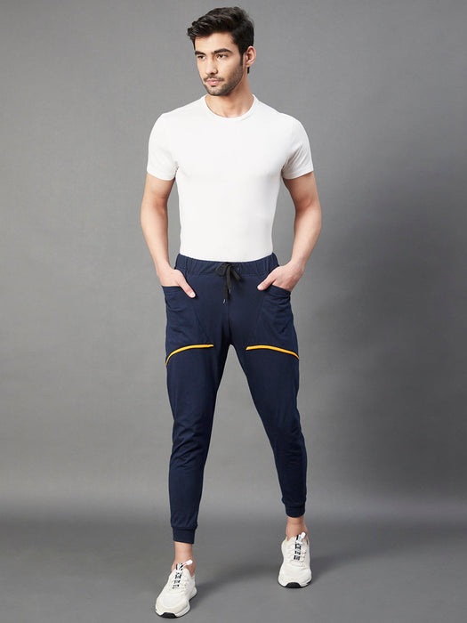 Navy Contrast Mustard Detail With Side Pocket Joggers