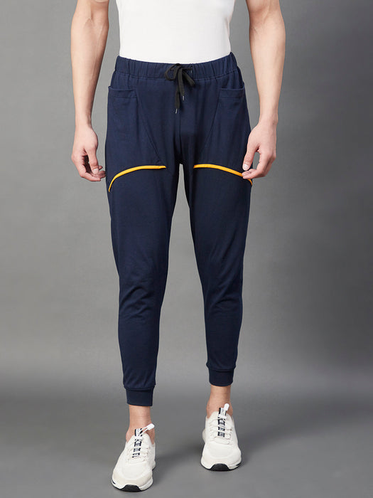 Navy Contrast Mustard Detail With Side Pocket Joggers