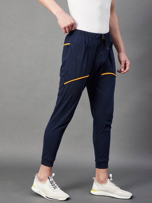 Navy Contrast Mustard Detail With Side Pocket Joggers