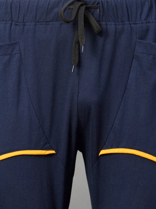 Navy Contrast Mustard Detail With Side Pocket Joggers