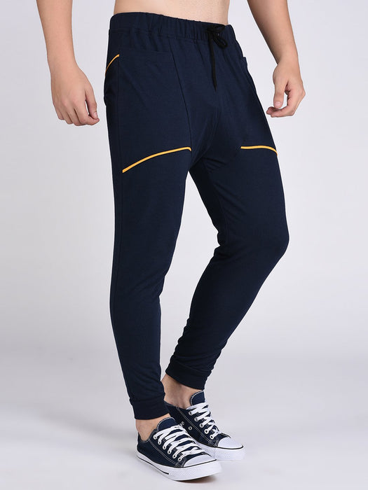 Navy Contrast Mustard Detail Jogger-Full