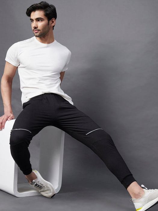 Black Knee Zip Detail joggers