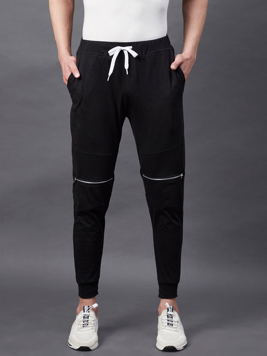 Black Knee Zip Detail joggers