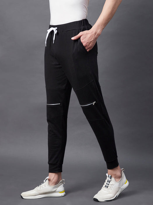 Black Knee Zip Detail joggers