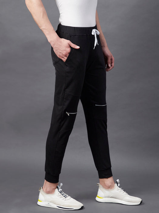 Black Knee Zip Detail joggers