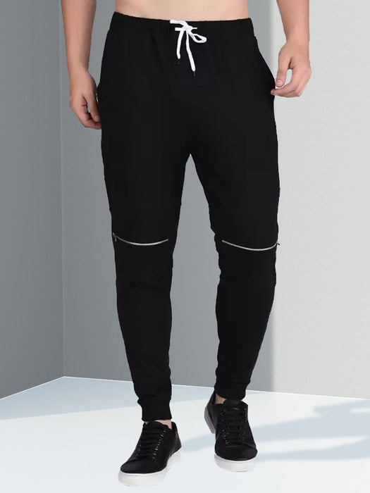 Black Knee Zip Detail joggers