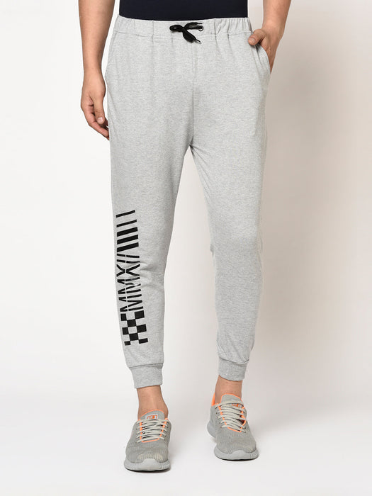 Black Terry With Placement Print On Bottom Jogger