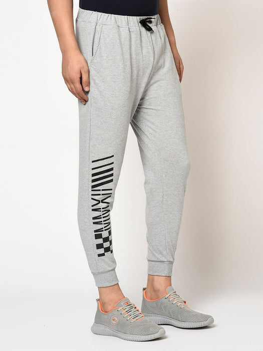 Black Terry With Placement Print On Bottom Jogger