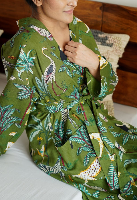 Jungle Joy Pure Cotton Robe Green