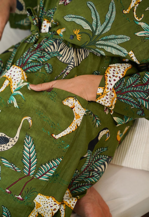 Jungle Joy Pure Cotton Robe Green