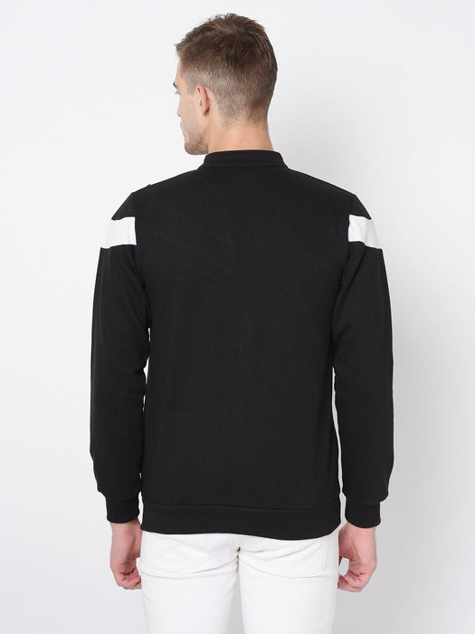 Black White Cut & Sew Open Front Jacket For Men