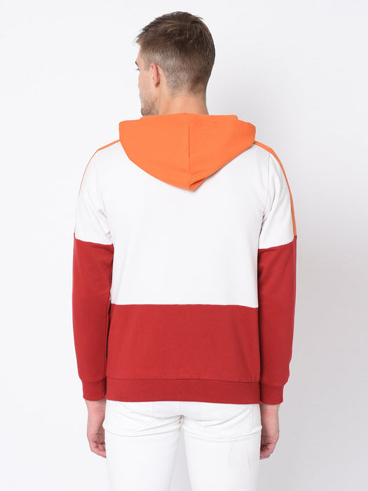 White Orange Maroon Hooded Jacket For Men