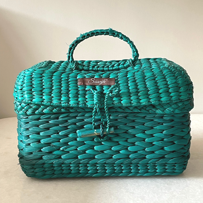 Natural Fiber Handwoven Vanity Case - Teal