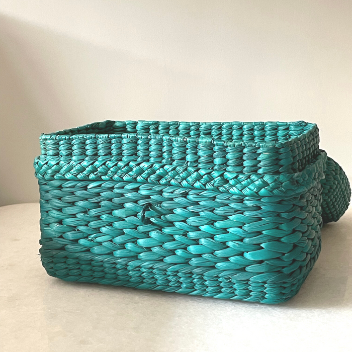 Natural Fiber Handwoven Vanity Case - Teal