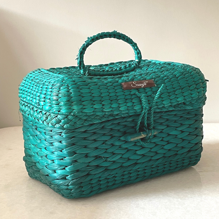 Natural Fiber Handwoven Vanity Case - Teal