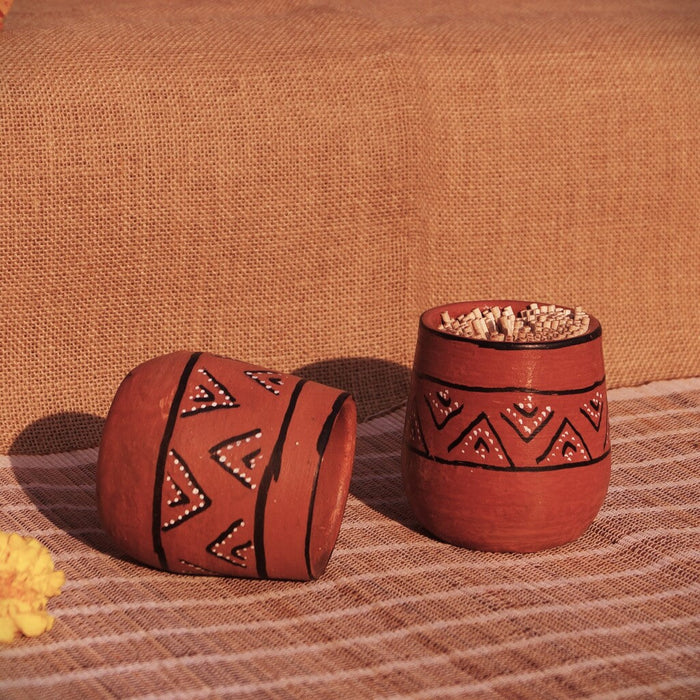 Hand-Painted Kutch Pottery Multi-Purpose Holder And Snack Bowls Hamper