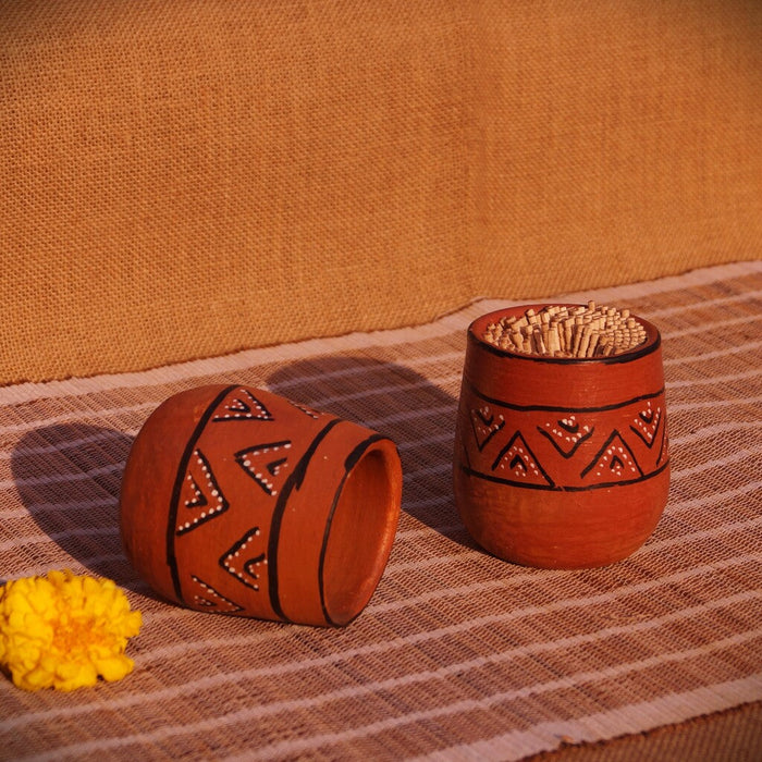 Hand-Painted Kutch Pottery Multi-Purpose Holders Set Of 2