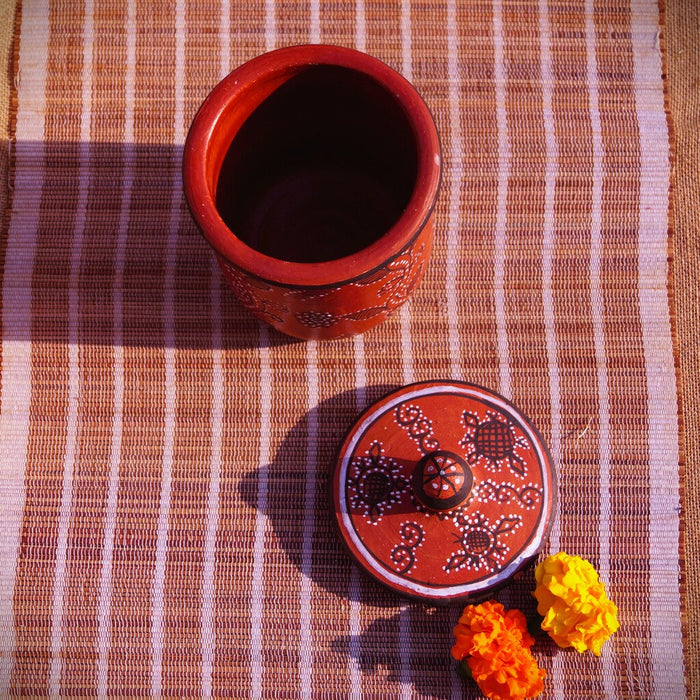 Hand-Painted Kutch Pottery Dry-Food Storage Jar Canister