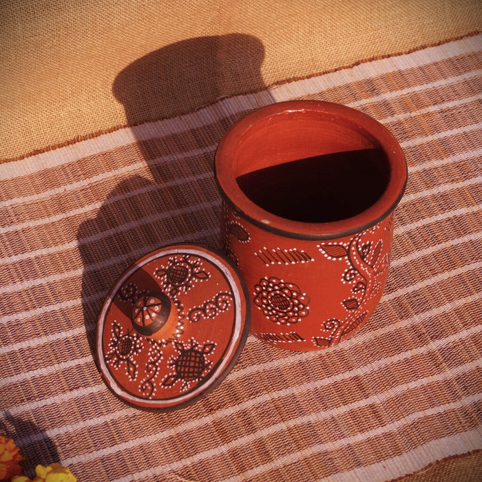 Hand-Painted Kutch Pottery Dry-Food Storage Jar Canister