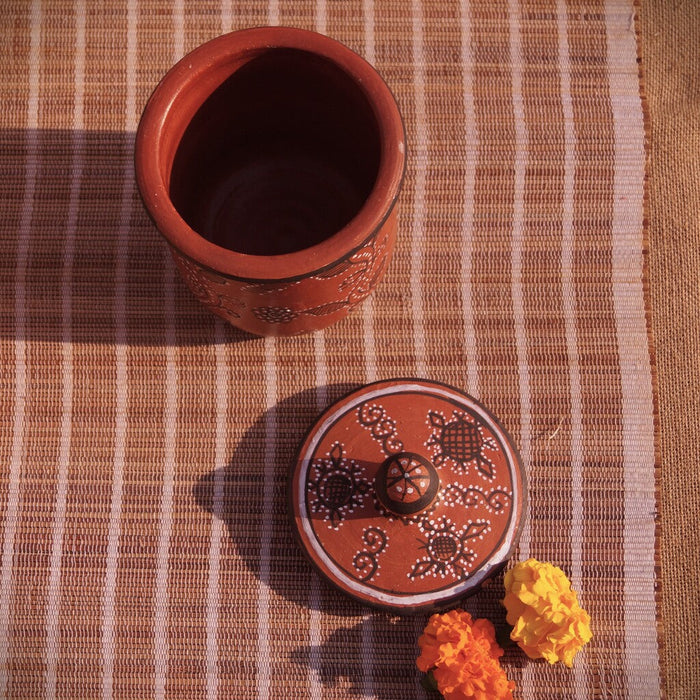 Hand-Painted Kutch Pottery Dry-Food Storage Jar Canister