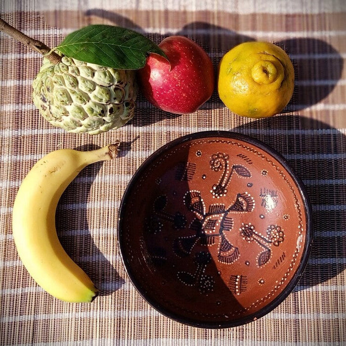 Kutch Painted Pottery Serving Bowl Glazed Large