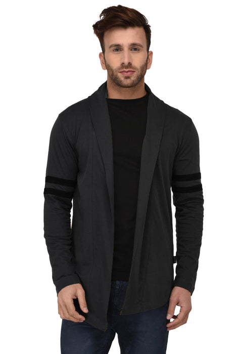 Navy Open Long Cardigan Full Sleeve Shrug for Men