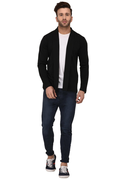 Black Open Cardigan Full Sleeve Shrug For Men