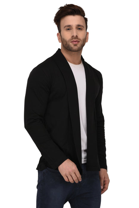 Black Open Cardigan Full Sleeve Shrug For Men