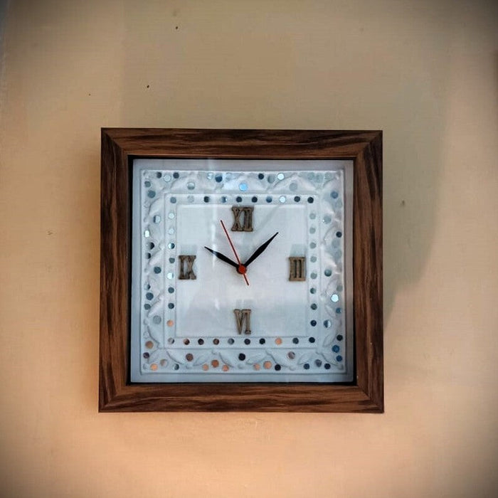 Ceramic Wooden Lippan Kaam Wall Clock Square Framed