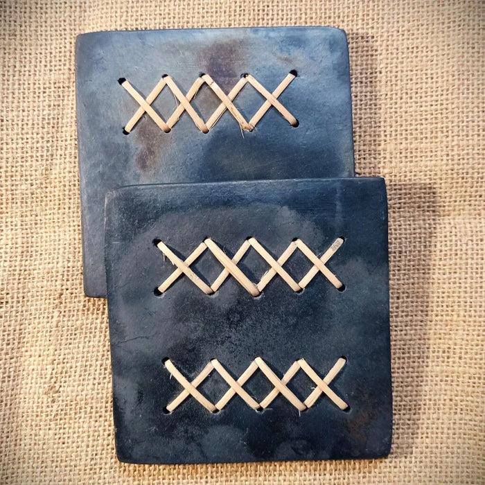 Longpi Black Pottery Coasters Square Set Of 2