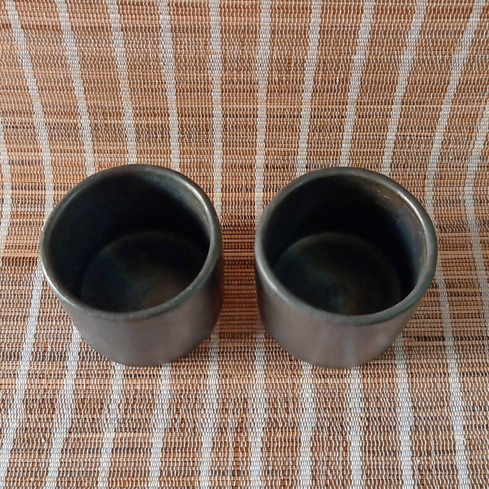 Longpi Black Pottery Tumblers Small Set Of 2