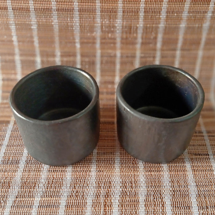 Longpi Black Pottery Tumblers Small Set Of 2