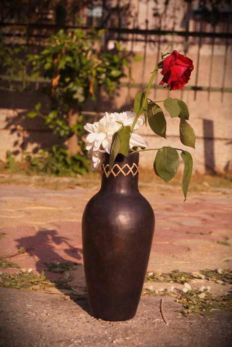 Longpi Black Pottery Bottle Vase