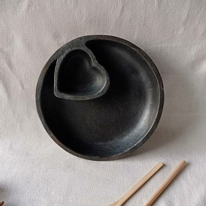 Longpi Black Pottery Chip-N-Dip Or Momo Platter