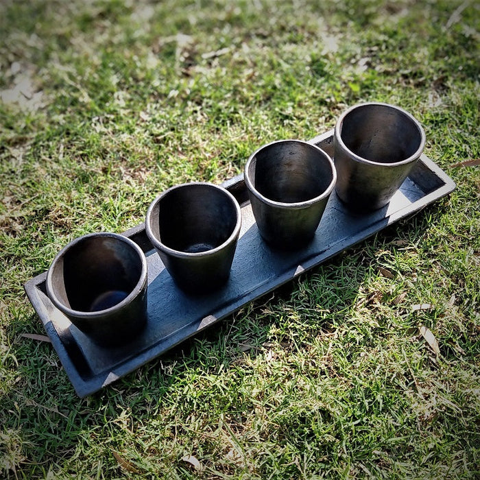 Longpi Black Pottery Tray Long