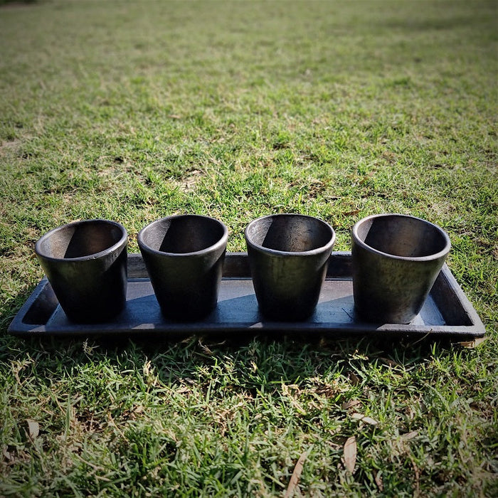 Longpi Black Pottery Tray Long