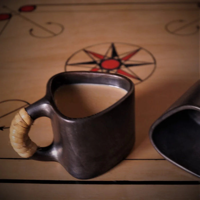 Longpi Black Pottery Trikon Coffee Mug