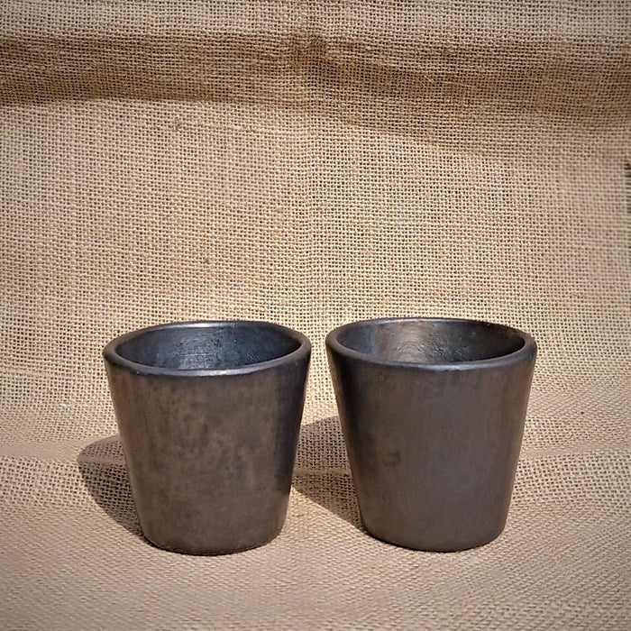 Longpi Black Pottery Tumblers Trapezium Small Set Of 2