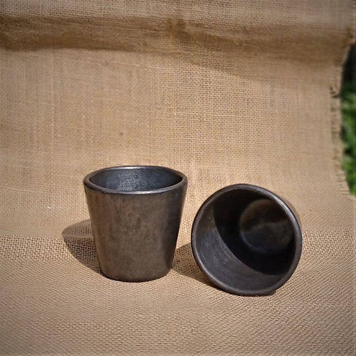 Longpi Black Pottery Tumblers Trapezium Small Set Of 2