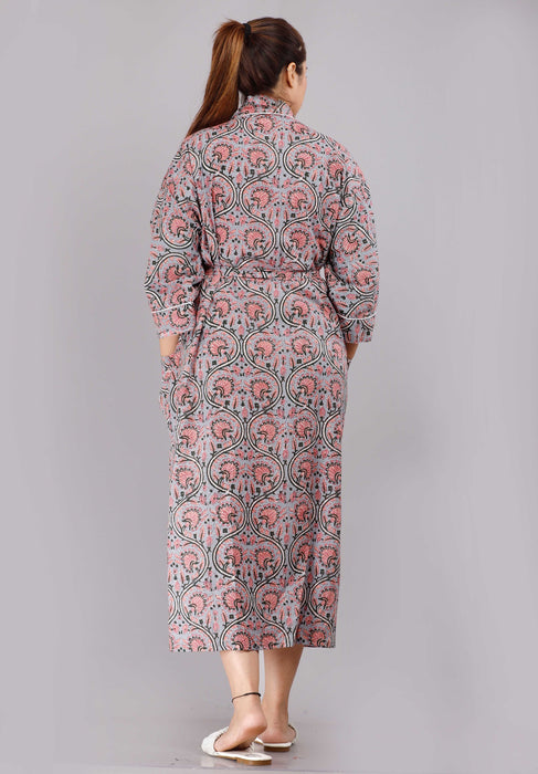 Floral Pattern Kimono Robe Long Bathrobe For Women (Multi)-KM-85