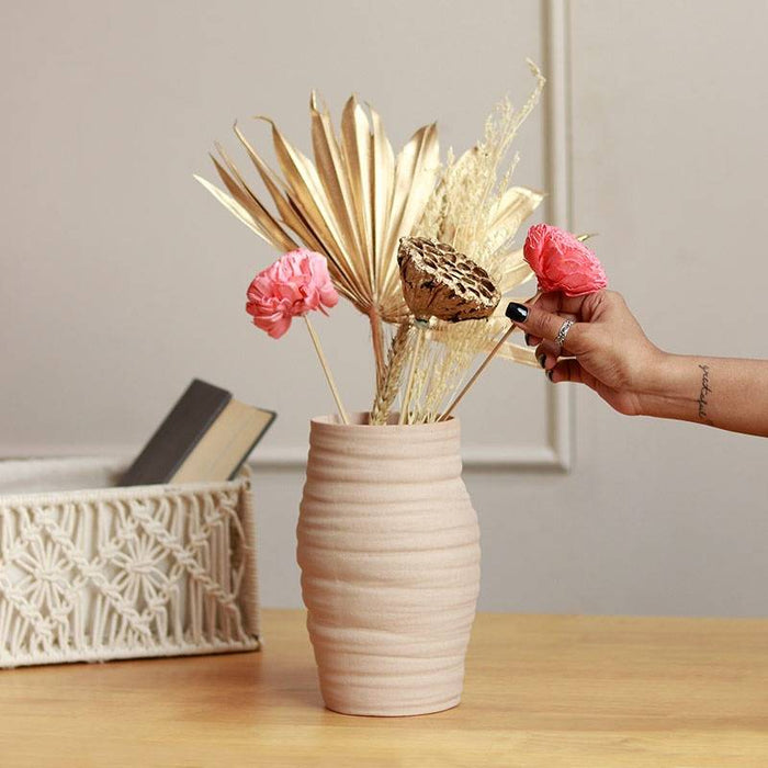 Ginger vase with golden glow bunch