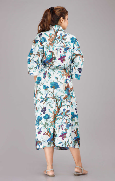 Floral Pattern Kimono Robe Long Bathrobe For Women (Multi)-KM-38