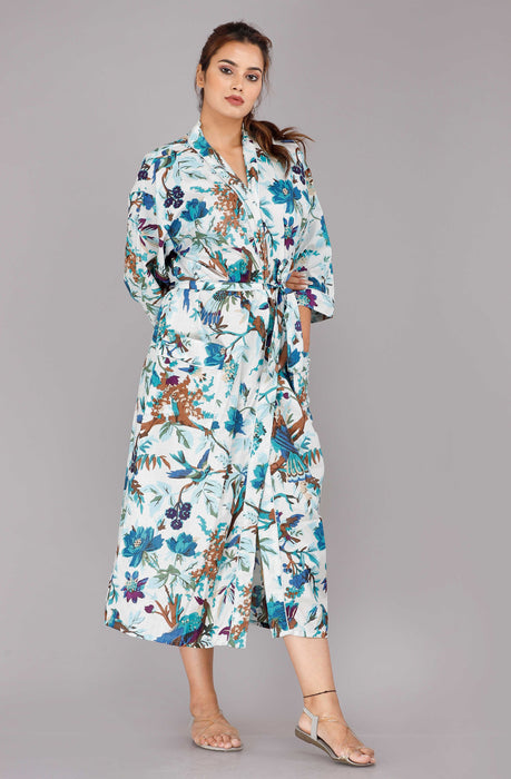 Floral Pattern Kimono Robe Long Bathrobe For Women (Multi)-KM-38