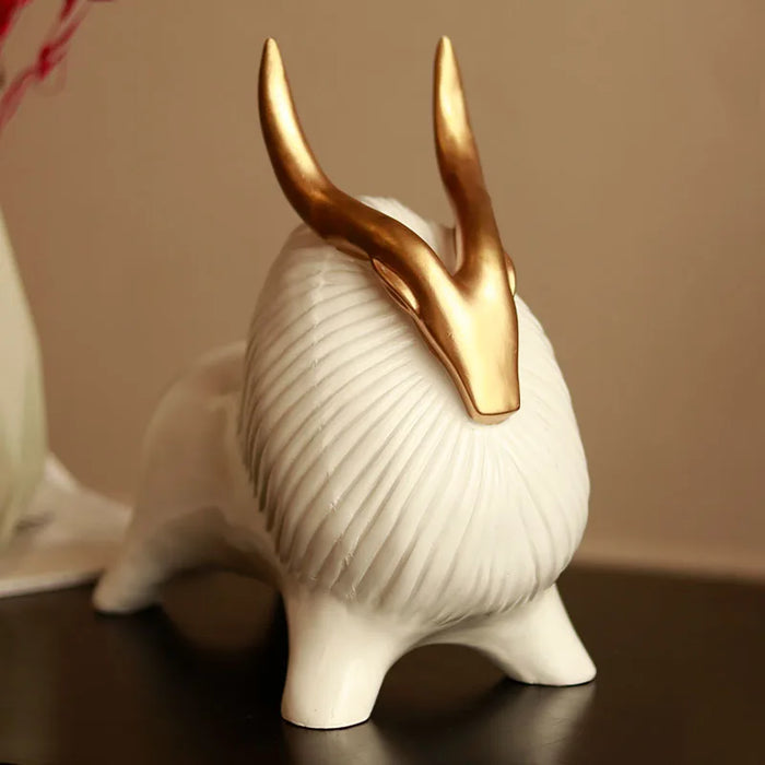 Horned Zen Yak sculpture-White