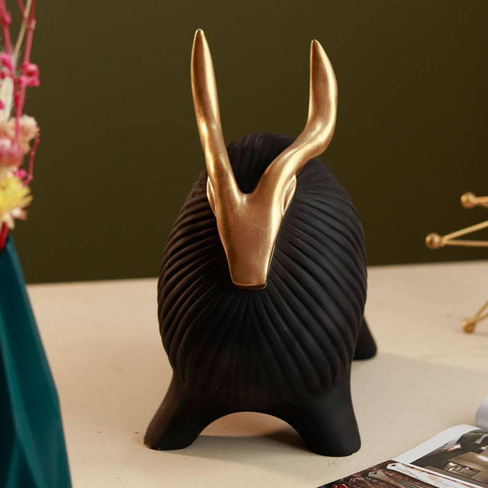 Horned Zen Yak sculpture-Black