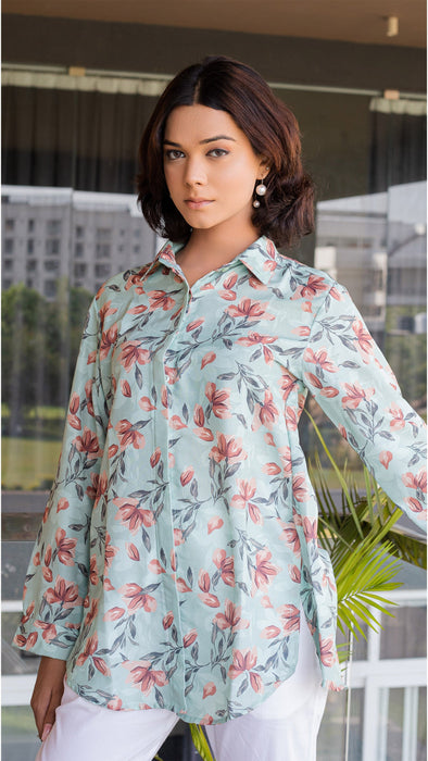 Women Minty Meadows Printed Shirt-CK-MINTY MEADOWS